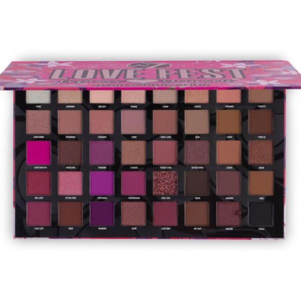 W7 Love Fest Pressed Pigment Palette - 40 Playful Party Colours With Matte, Shimmer, Glitters - Flawless Long-Lasting Bold Makeup