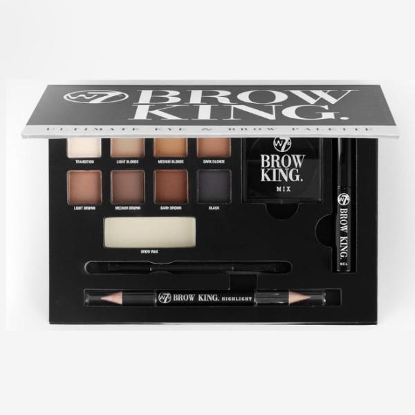W7 Brow King Ultimate Eyebrow Kit - Shape, Define & Groom Palette - Professional Makeup Set